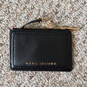 Marc Jacobs Black Leather Card Case with Zipper Top